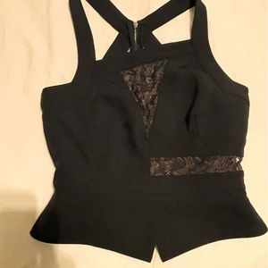 BCBGMaxAzaria Black Top with Lace Detail